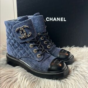 Chanel lace up boots